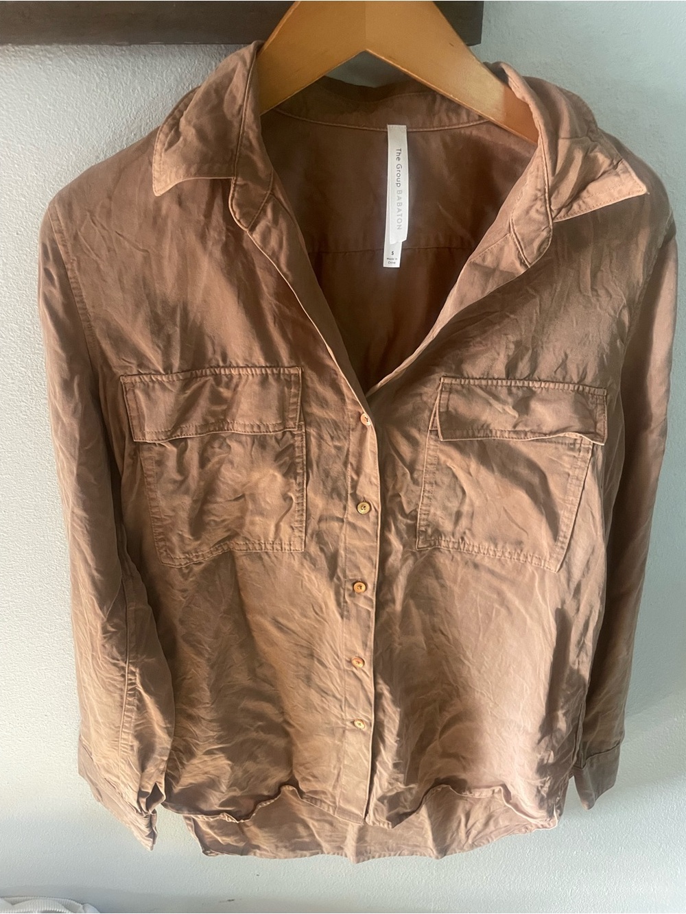 Aritzia Babaton Brown Utility Shirt Button Up Size Small